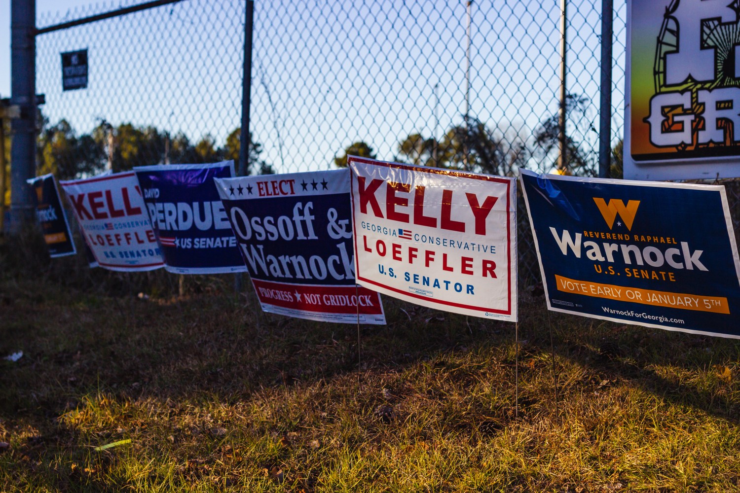 Georgia runoff election campaign signs