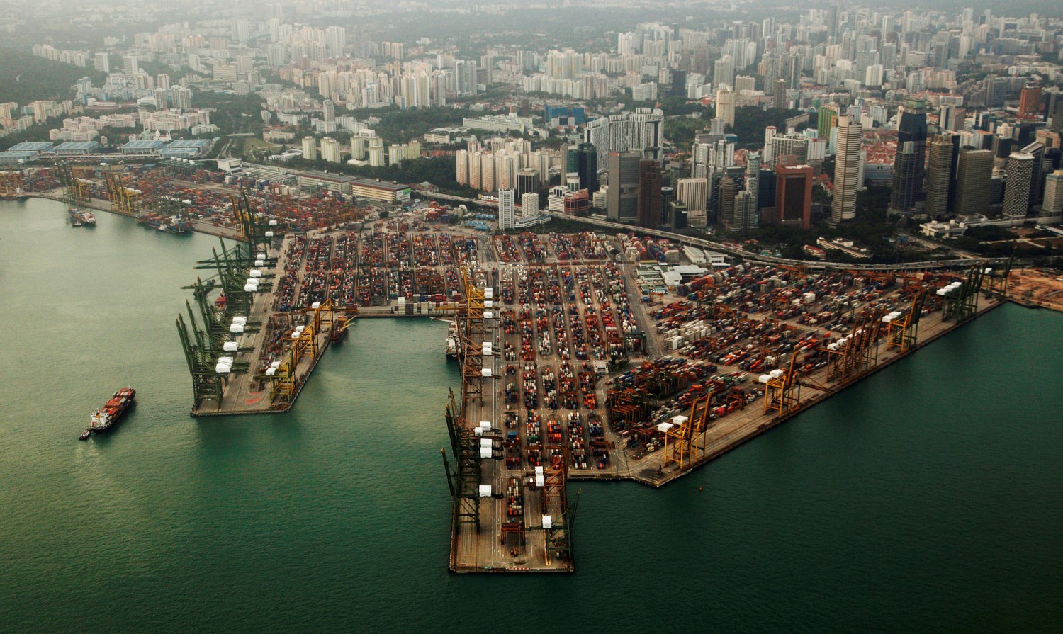 An aerial view of shipping containers stacked at the port of Singapore February 14, 2012. REUTERS/Edgar Su/File Photo                   GLOBAL BUSINESS WEEK AHEAD PACKAGE       SEARCH BUSINESS WEEK AHEAD 12 DEC FOR ALL IMAGES