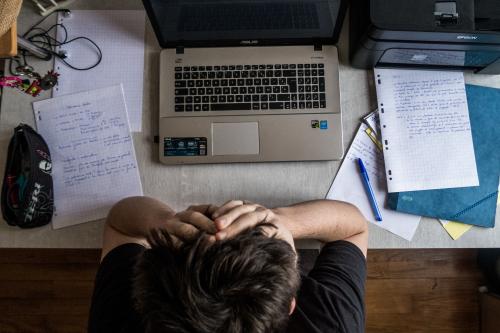 Illustration of a master's student in psychological distress.