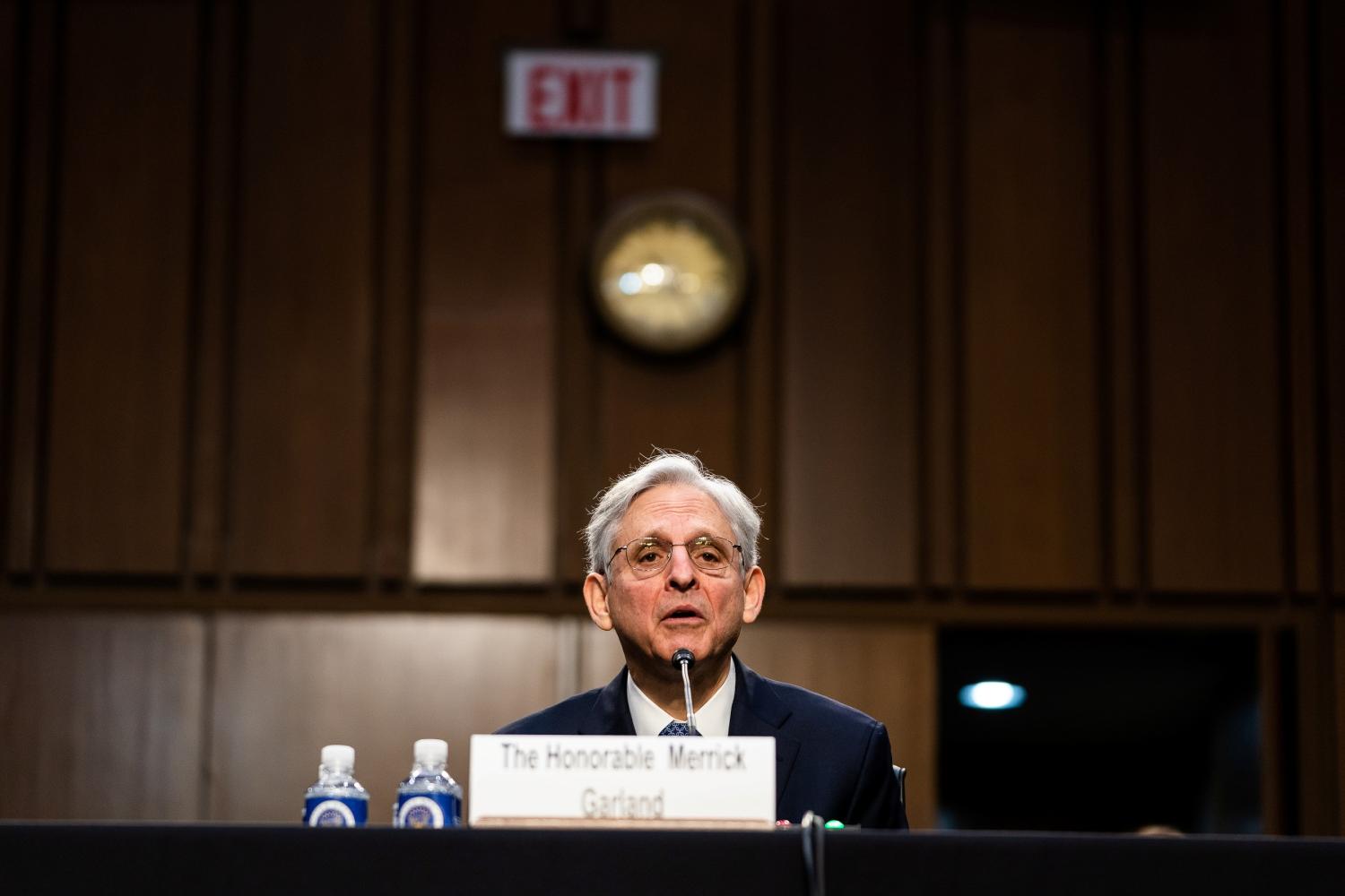 Nominee for U.S. Attorney General, Merrick Garland, during his swearing in confirmation hearing before the Senate Judiciary Committee, Washington, DC U.S., February 22, 2021.  Demetrius Freeman/Pool via REUTERS