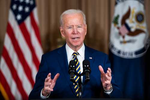 US President Joe Biden makes a foreign policy speech at the State Department in Washington, DC, USA, 04 February 2021.Biden announced that he is ending US support for the Saudis offensive operations in Yemen.No Use Germany.