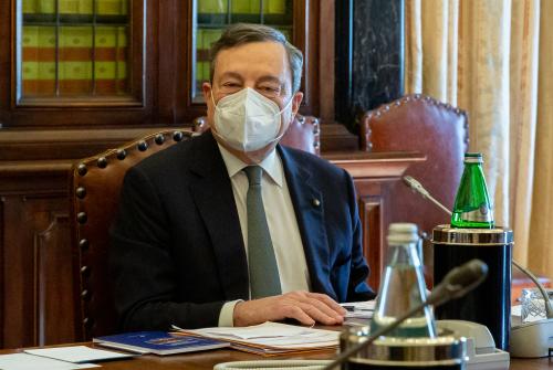 2/9/2021 - Rome, Delegation of Italia Viva at the end of the meeting with Mario Draghi Pictured: Mario Draghi (Photo by IPA/Sipa USA)No Use Germany.