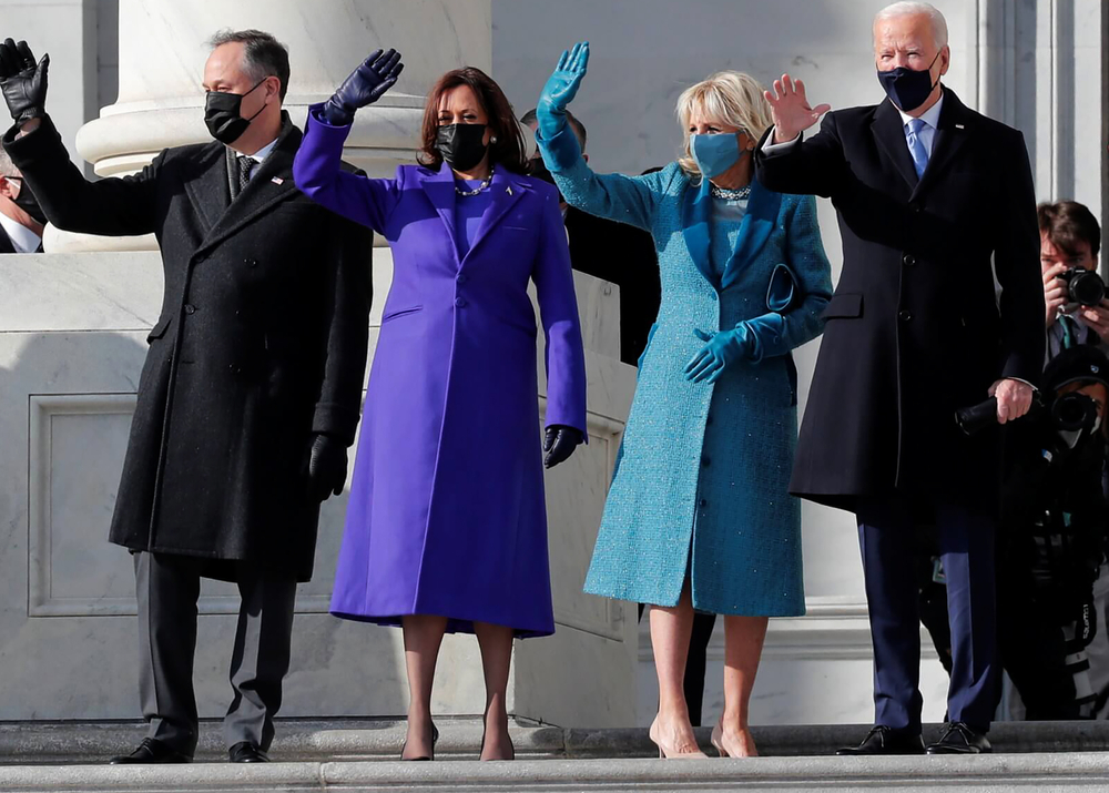 President Joe Biden, Jill Biden, Vice President Kamala Harris, her husband Doug Emhoff, US Senator Roy Blunt and Abigail Blunt arrive ahead of the inauguration of Biden, in Washington,US,Jan,20,2021.