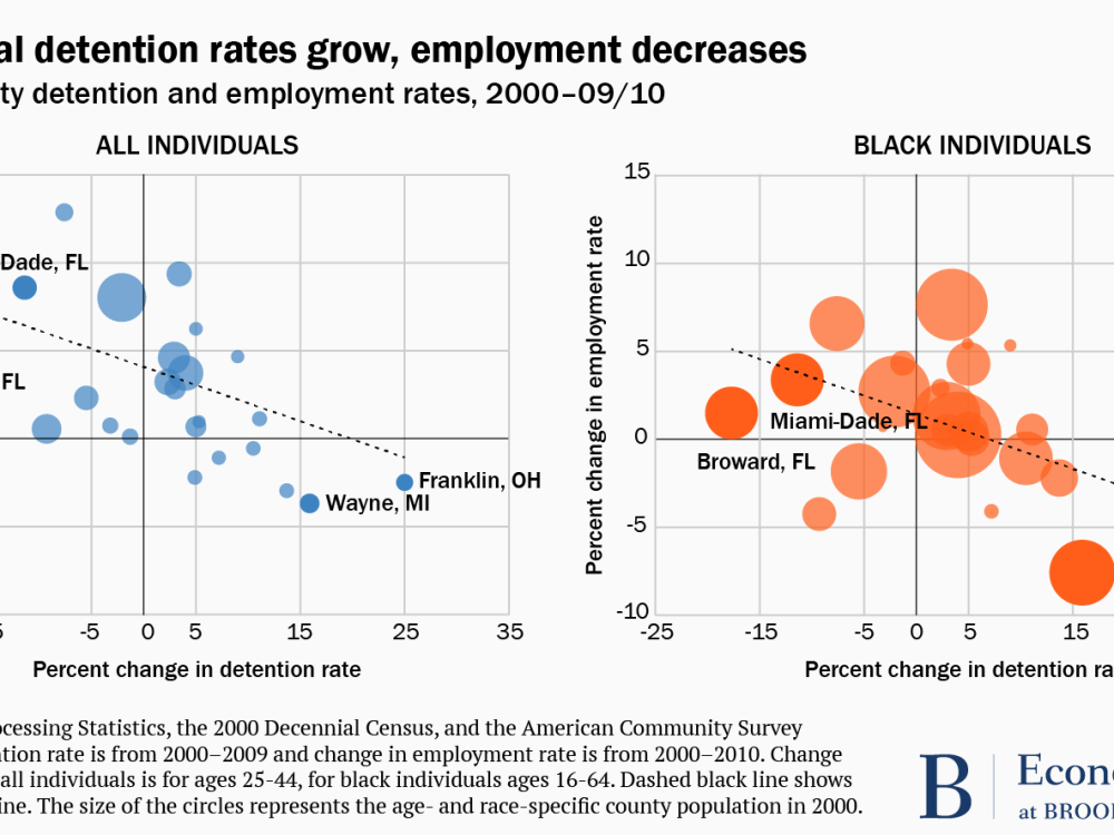 Graph depicting pretrial detention rates and employment