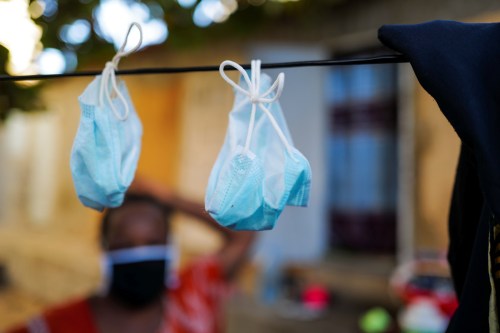 Face masks hung out to dry as the spread of the coronavirus disease (COVID-19) continues, in Yoff neighbourhood, Dakar, Senegal January 26, 2021. REUTERS/Zohra Bensemra