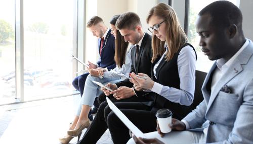 job candidates waiting for interview