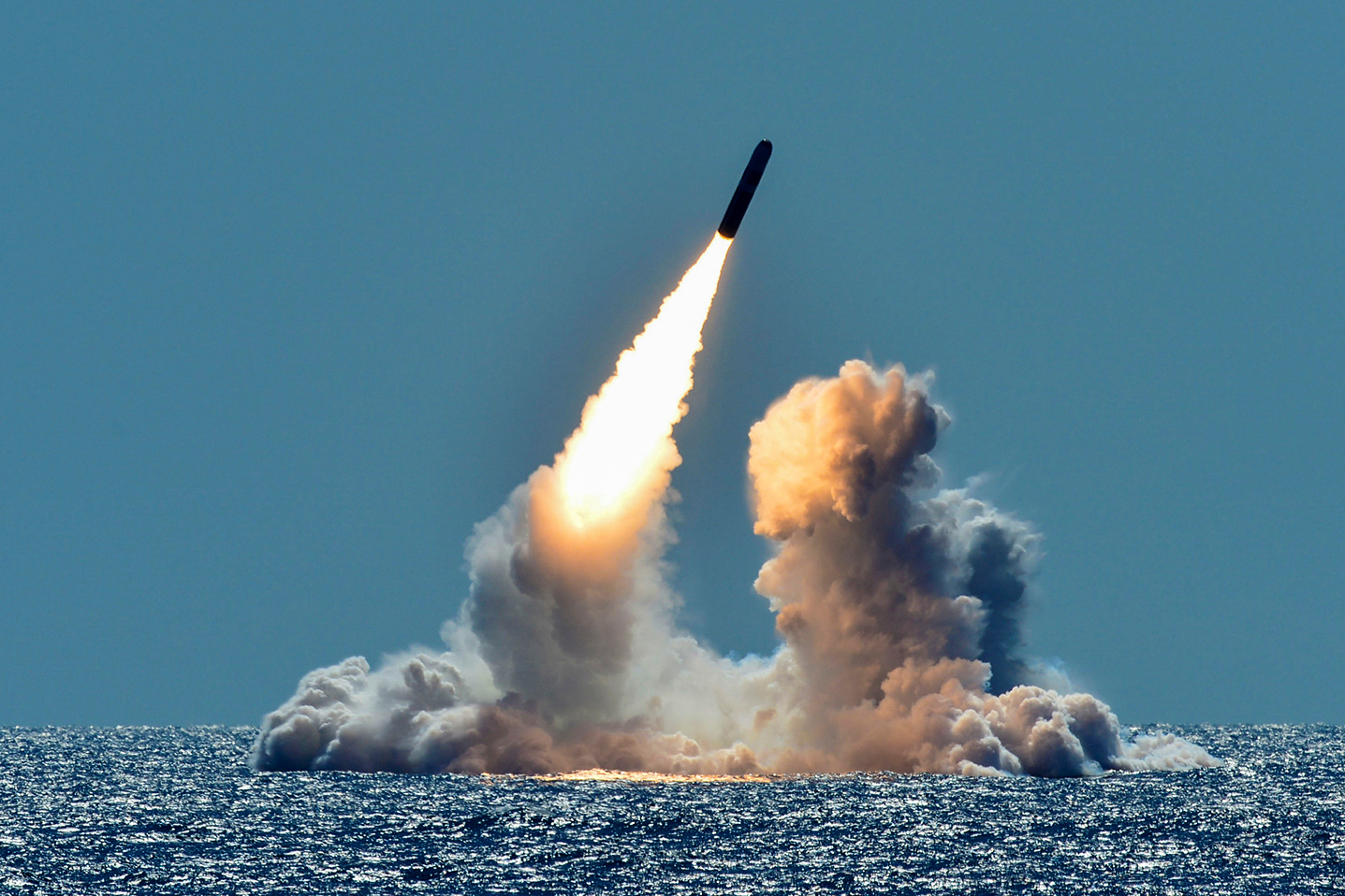 An unarmed Trident II D5 missile is test-launched from the Ohio-class U.S. Navy ballistic missile submarine USS Nebraska off the coast of California, U.S. March 26, 2018. Picture taken March 26, 2018. U.S. Navy/Mass Communication Specialist 1st Class Ronald Gutridge/Handout via REUTERS.   ATTENTION EDITORS - THIS IMAGE WAS PROVIDED BY A THIRD PARTY