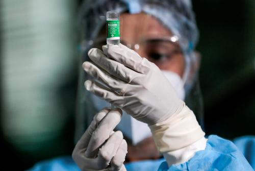 FILE PHOTO: A health official draws a dose of the AstraZeneca's COVID-19 vaccine manufactured by the Serum Institute of India, at Infectious Diseases Hospital in Colombo, Sri Lanka January 29, 2021. REUTERS/Dinuka Liyanawatte