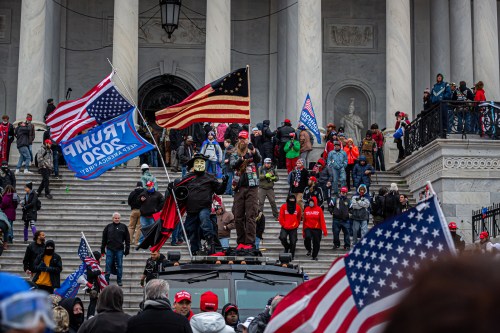On January 6, 2021, Pro-Trump supporters and far-right forces flooded Washington DC to protest Trump's election loss. Hundreds breached the U.S. Capitol Building, aproximately 13 were arrested and one protester was killed. (Photo by Michael Nigro/Sipa USA)No Use UK. No Use Germany.