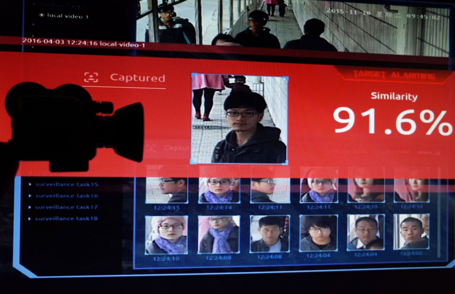 A screen grab of a promotional video from the Chinese artificial intelligence company SenseTime's facial-recognition product.