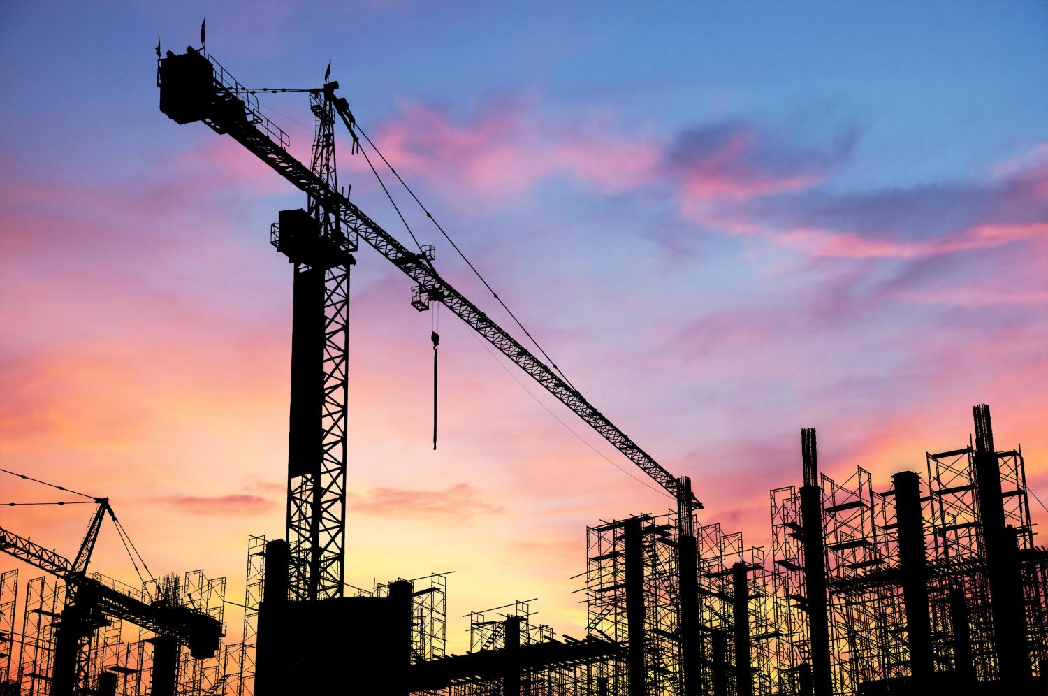 A low view of a construction site.