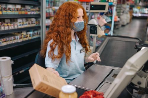 Grocery store checkout clerk