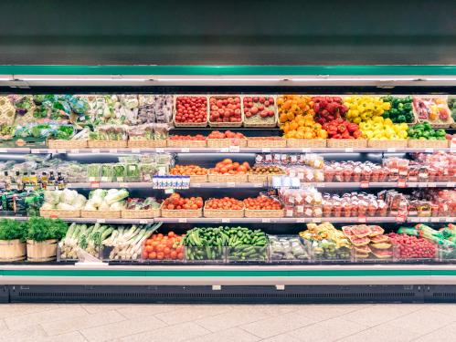 stocked grocery shelves