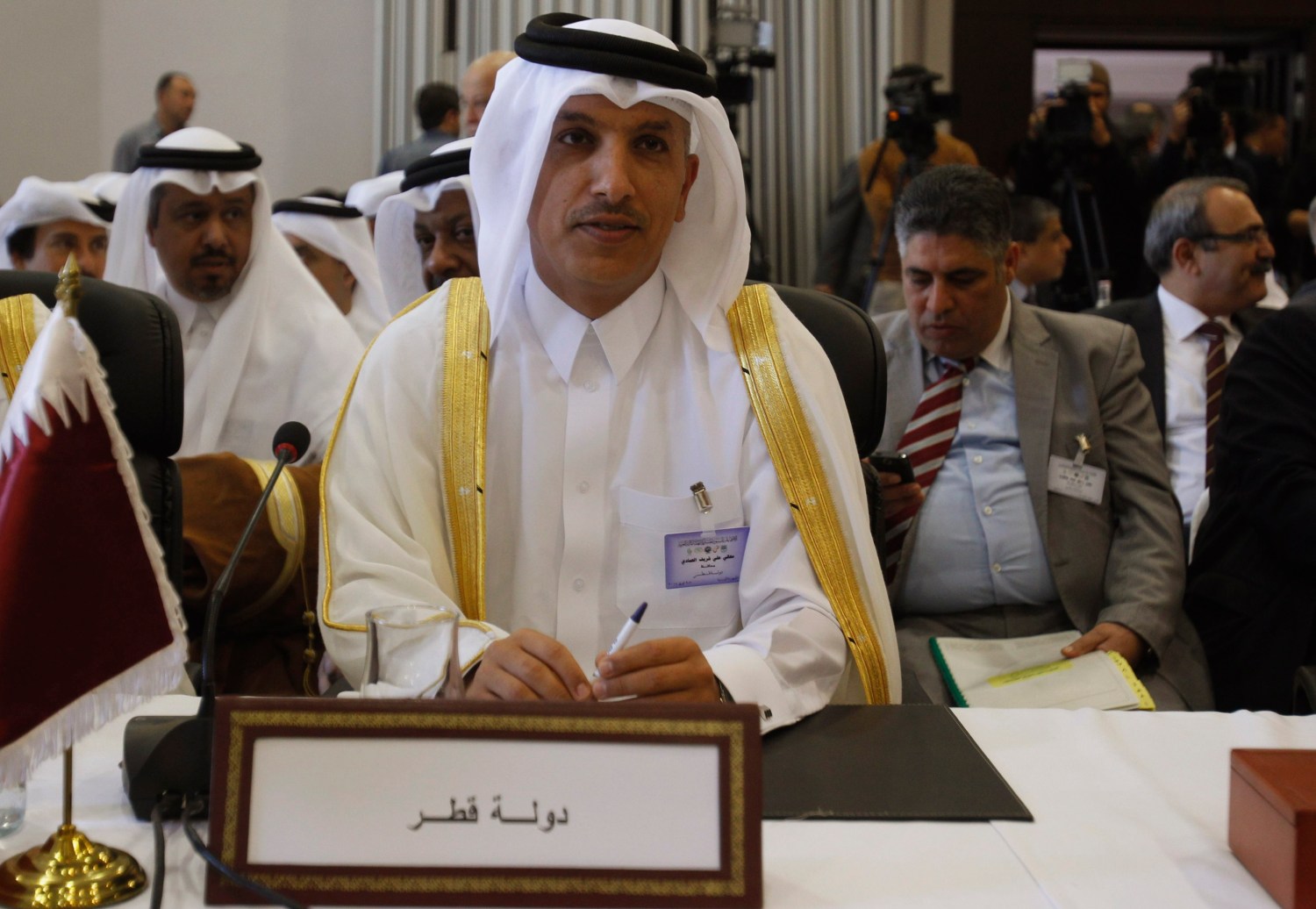 Qatar's Minister of Finance Ali Sharif Al Emadi attends the opening ceremony of a forum for Arab financial institutions in Tunis April 8, 2014. REUTERS/Zoubeir Souissi (TUNISIA - Tags: POLITICS BUSINESS)