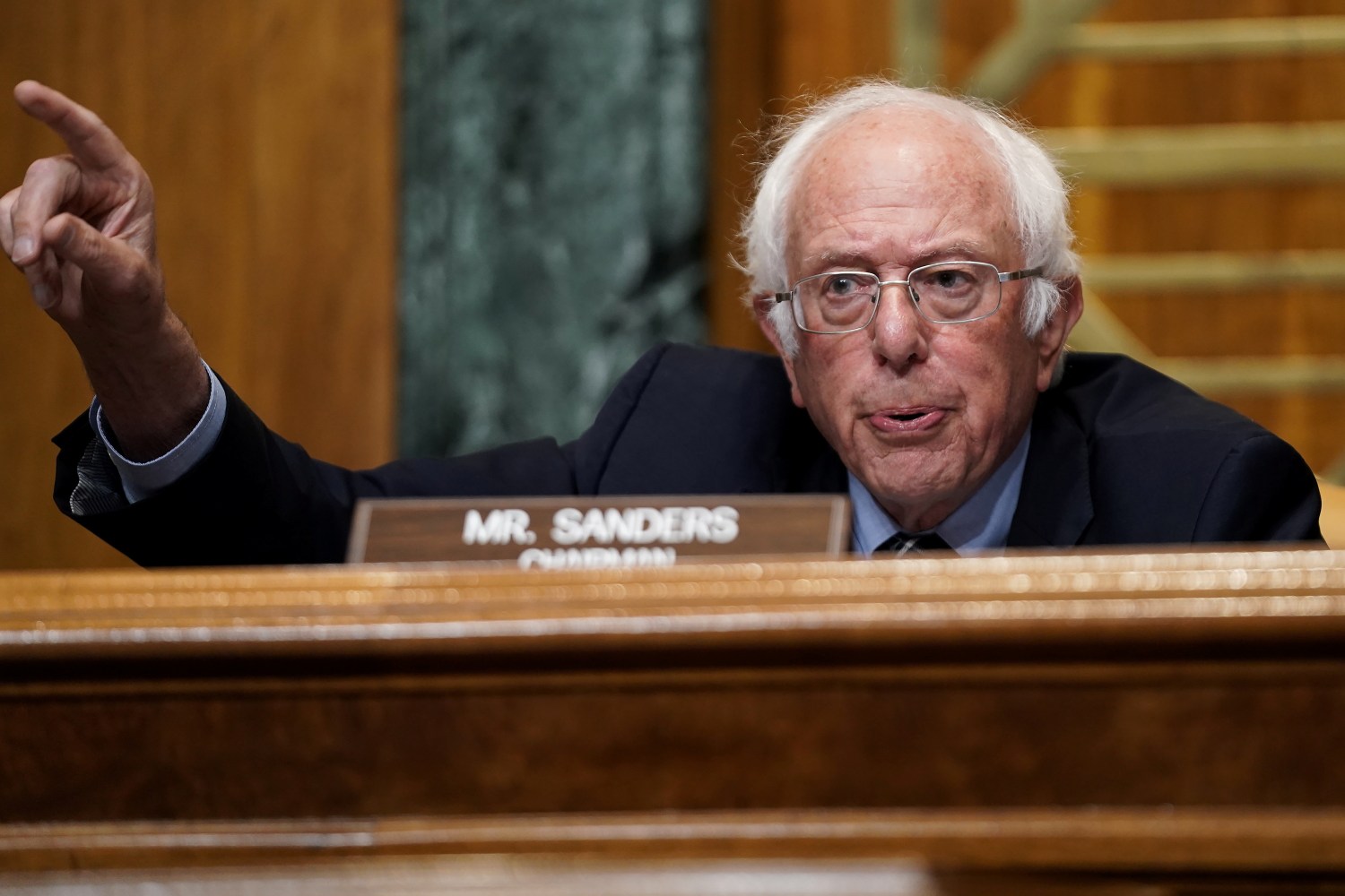 Senate Budget Committee Chairman Sen. Bernie Sanders (I-VT) gives an opening statement during a hearing to discuss President Biden's budget request for FY 2022, at the U.S. Capitol in Washington, D.C., U.S., June 8, 2021. Greg Nash/Pool via REUTERS