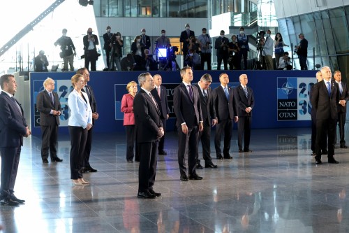 NATO leaders pose for a family photo during the NATO summit at the Alliance's headquarters, in Brussels, Belgium June 14, 2021. Francois Walschaerts/Pool via REUTERS