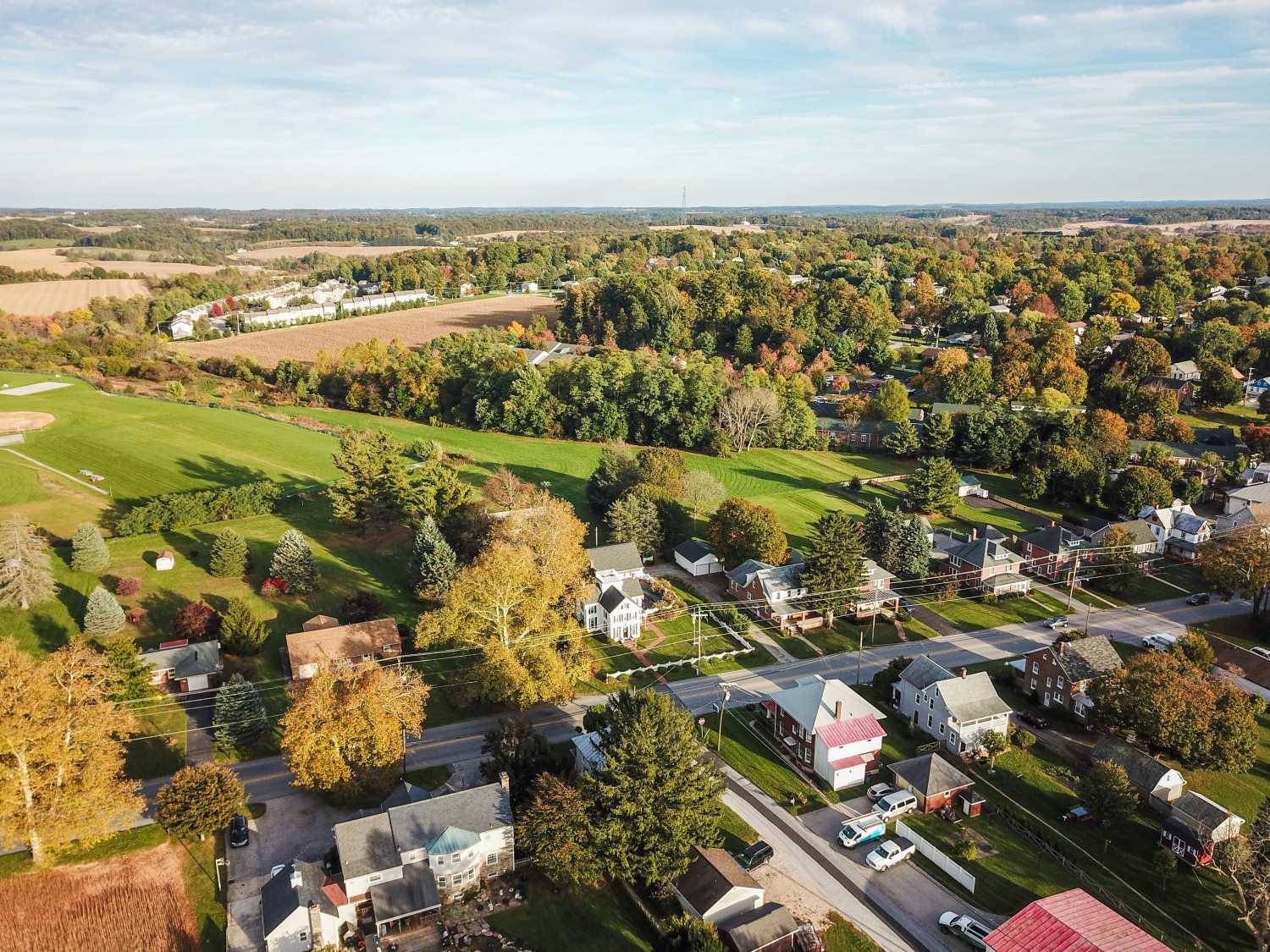 Main Street Shrewsbury, Pennsylvania in Southern York County during fall