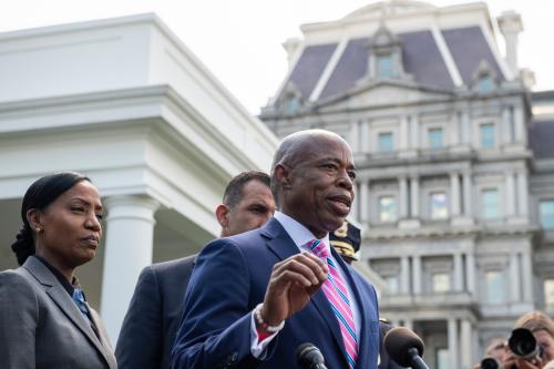 Borough President of Brooklyn Eric Adams, the 2021 Democratic Party nominee for Mayor of the City of New York, speaks to reporters at the White House in Washington, DC following his meeting with United States President Joe Biden and US Attorney General Merrick Garland and others to discuss the Biden Administrations comprehensive strategy to reduce gun crimes on Monday, July 12, 2021. Credit: Rod Lamkey / CNP/Sipa USA(RESTRICTION: NO New York or New Jersey Newspapers or newspapers within a 75 mile radius of New York City)No Use Germany.