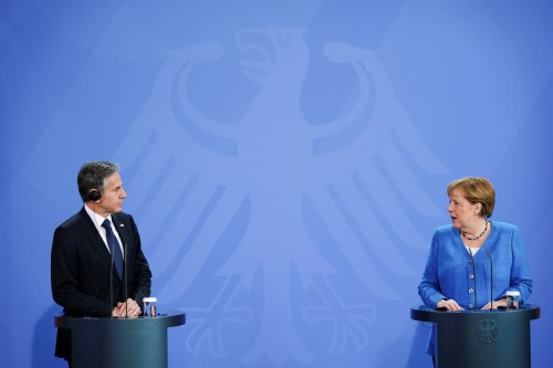 German Chancellor Angela Merkel and U.S. Secretary of State Antony Blinken hold a joint news conference at the Chancellery in Berlin, Germany June 23, 2021. Clemens Bilan/Pool via REUTERS