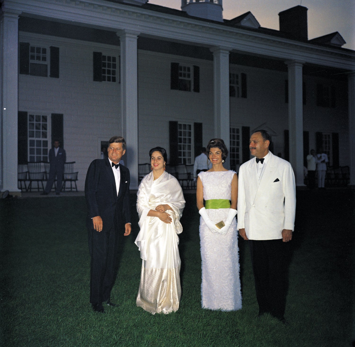 President and Mrs. Kennedy with President of Pakistan Mohammad Ayub Khan and His Wife at Mount Vernon, Virginia.