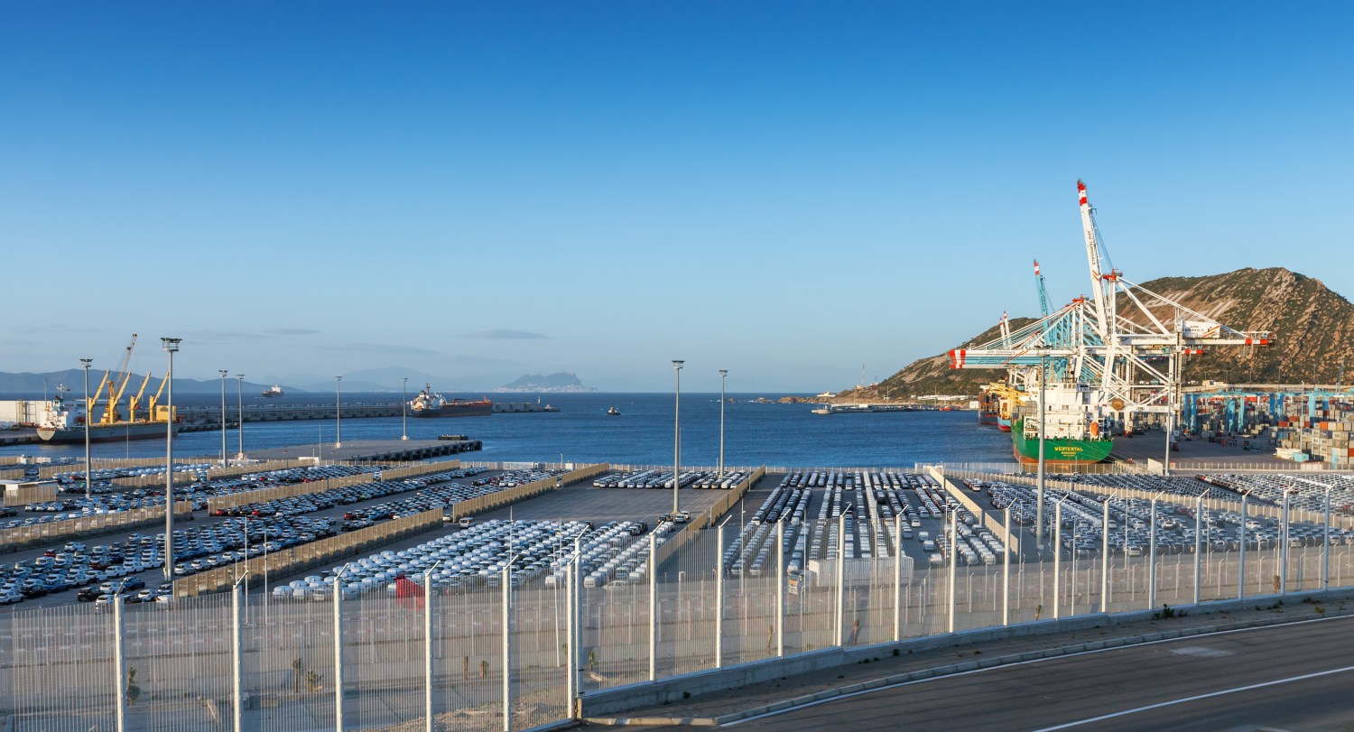 TANGER, MOROCCO - MARCH 26, 2014: Cargo terminals in Tanger-Med Port, Morocco