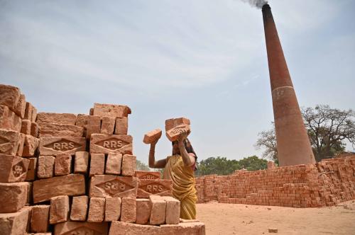 Prayagraj: Labour working at a brick factory during a nationwide lockdown in prevent measure of COVID 19 Coronavirus in Prayagraj on Monday, April 20, 2020.