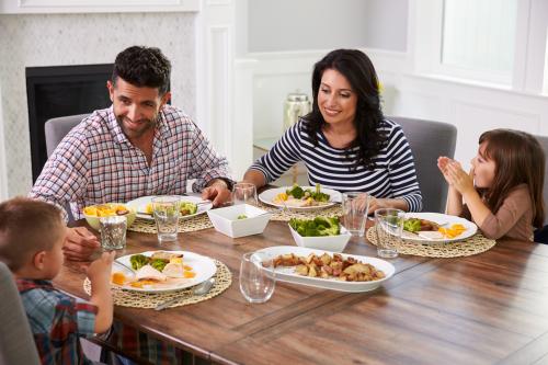 Family having a meal together