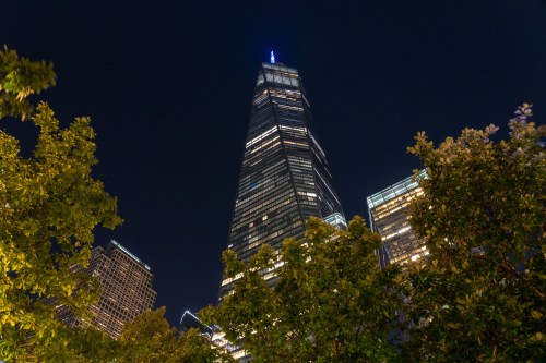 One World Trade Center lit in Blue to honor the people who perished during September 11, 2001 terror attack in New York City. (Photo by Ron Adar / SOPA Images/Sipa USA)No Use Germany.