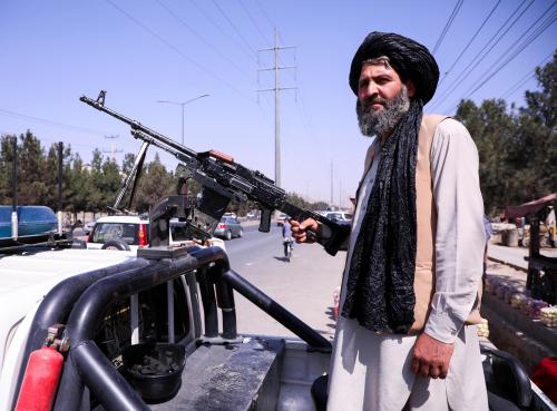 A member of the Taliban force stands guard at a checkpoint in  Kabul, Afghanistan, September 2, 2021. REUTERS/Stringer