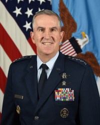 U.S. Air Force Gen. John E. Hyten poses for his official portrait in the Army portrait studio at the Pentagon in Arlington, Va., March 30, 2021.  (U.S. Army photo by Leonard Fitzgerald)
