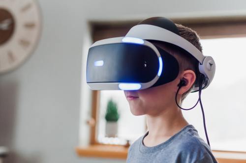 Boy with VR headset on