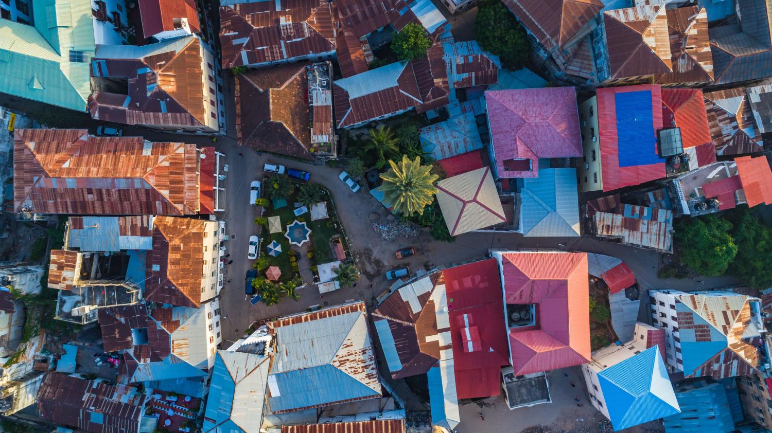 Aerial. Stone town, Zanzibar, Tanzania.