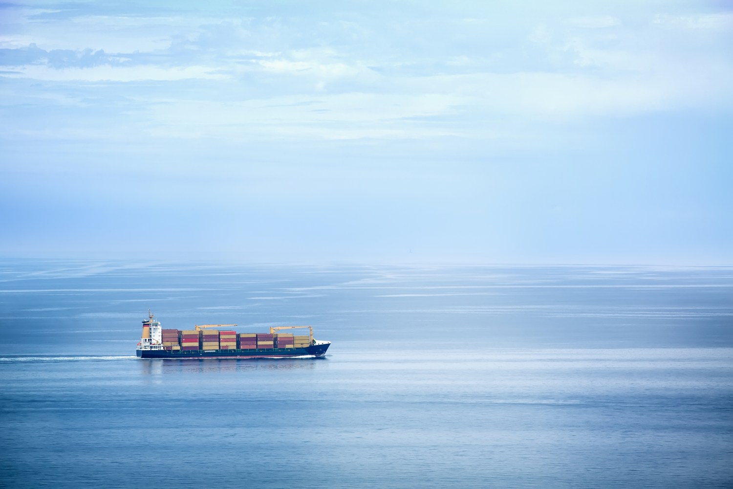 Large container ship in the open sea