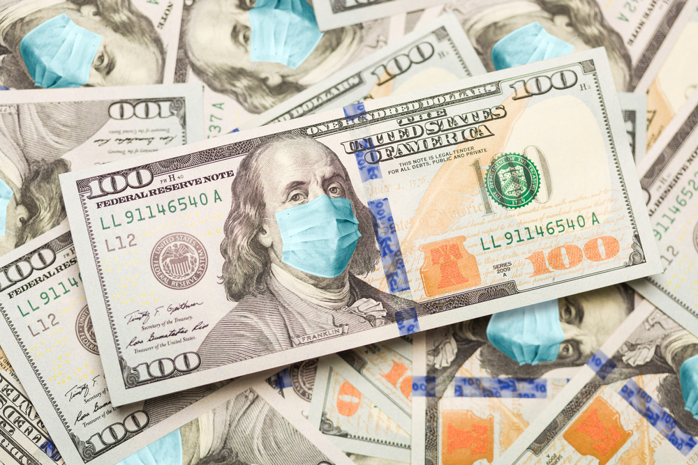 $100 bills with masked Franklin