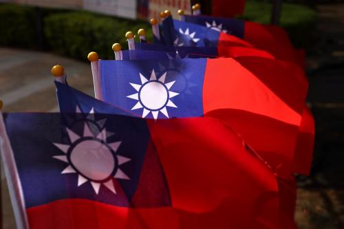 Taiwan flags can be seen at a square ahead of the national day celebration in Taoyuan, Taiwan, October 8, 2021. REUTERS/Ann Wang