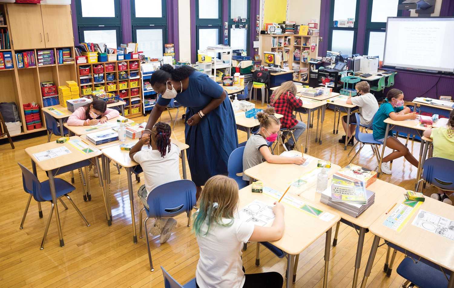 Columbus City Schools Superintendent Talisa Dixon visits Mrs. Brooklynne Workman's first grade class during the first day of school on Thursday, August 26, 2021.Ceo Profile Talisa Dixon