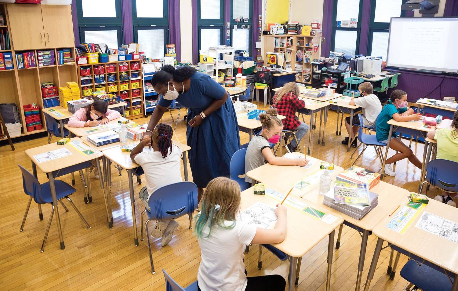 Columbus City Schools Superintendent Talisa Dixon visits Mrs. Brooklynne Workman's first grade class during the first day of school on Thursday, August 26, 2021.Ceo Profile Talisa Dixon