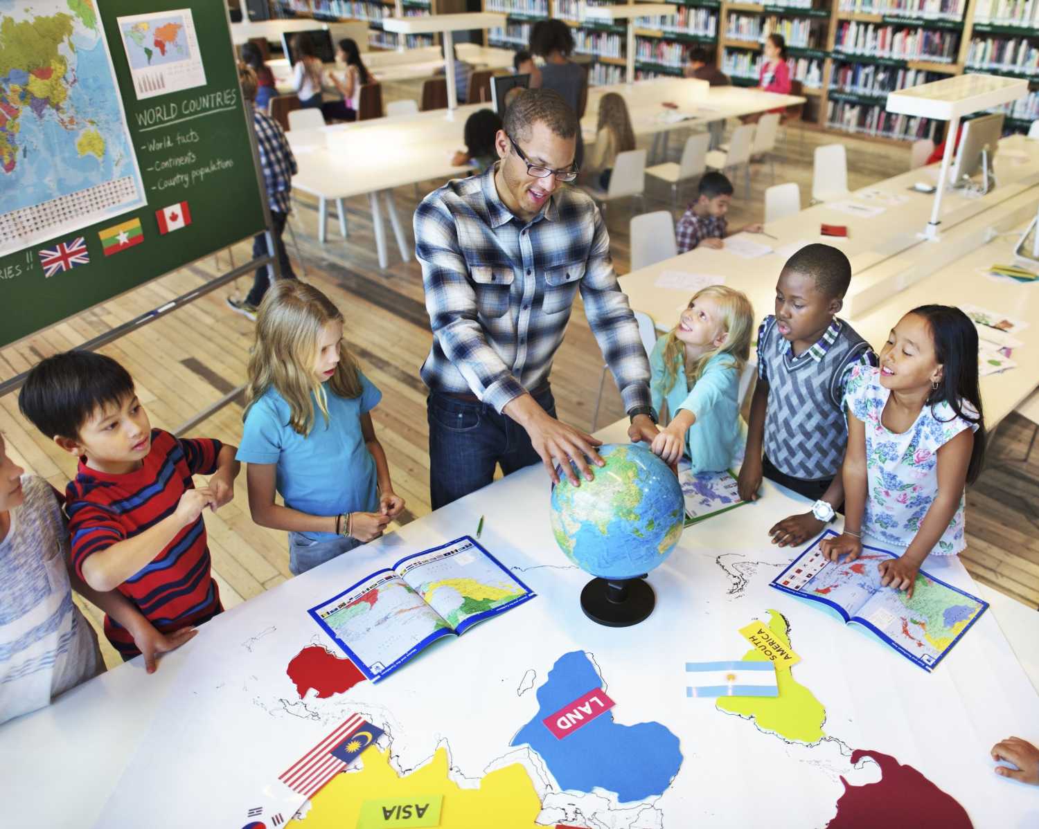 Students learn at a child care center.