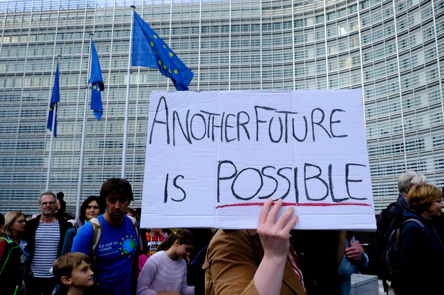 Thousands of people take part in a demonstration against climate change in Brussels, Belgium on October 10, 2021, ahead of the COP26 climate summit.