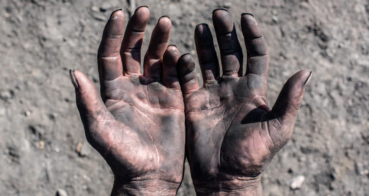 Worker Man with Dirty Hands. Worker Hands.