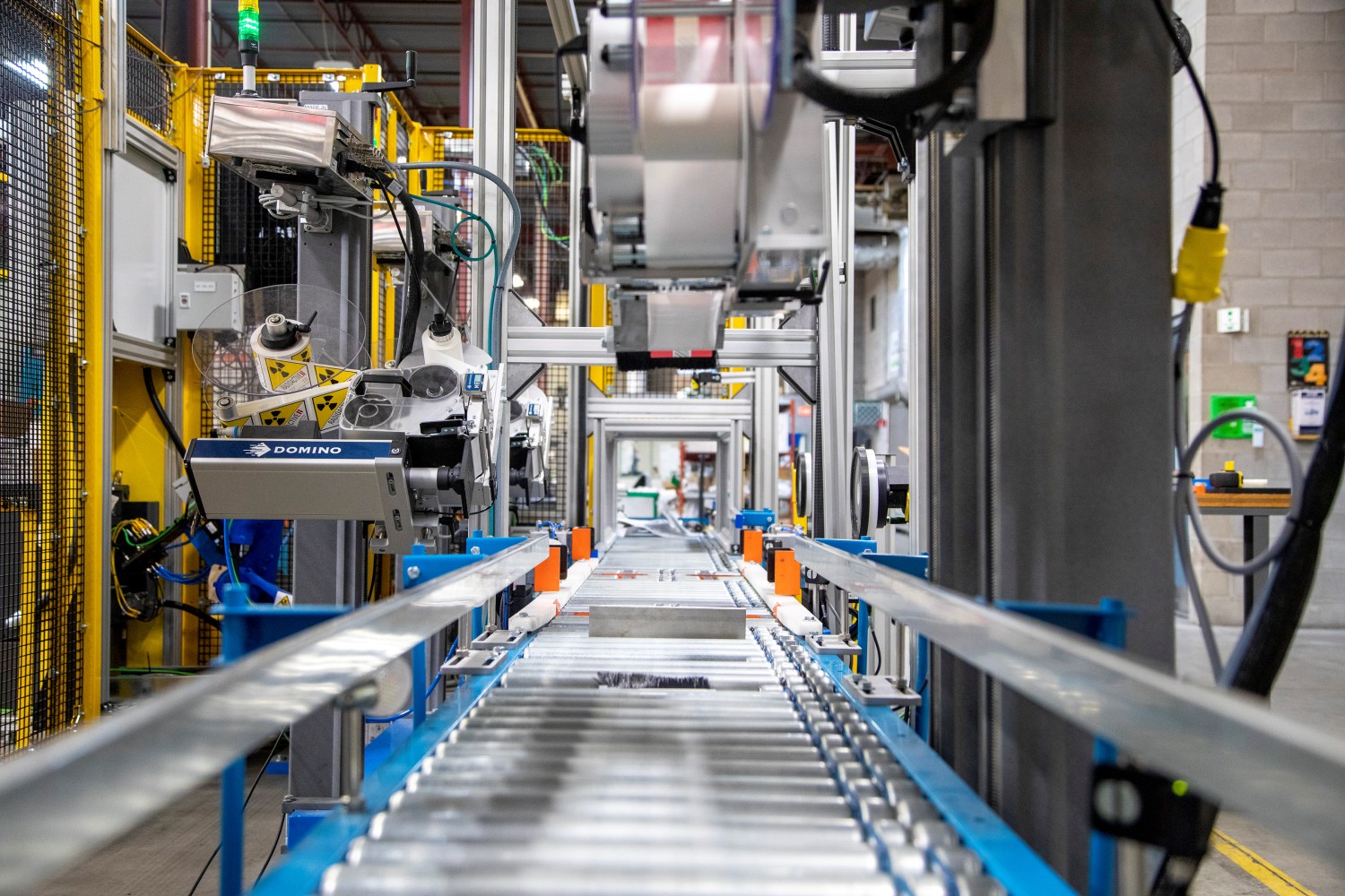 An automated packing line at a factory