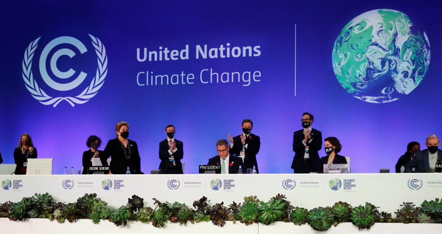 COP26 President Alok Sharma receives applause during the UN Climate Change Conference (COP26) in Glasgow, Scotland, Britain November 13, 2021. REUTERS/Phil Noble