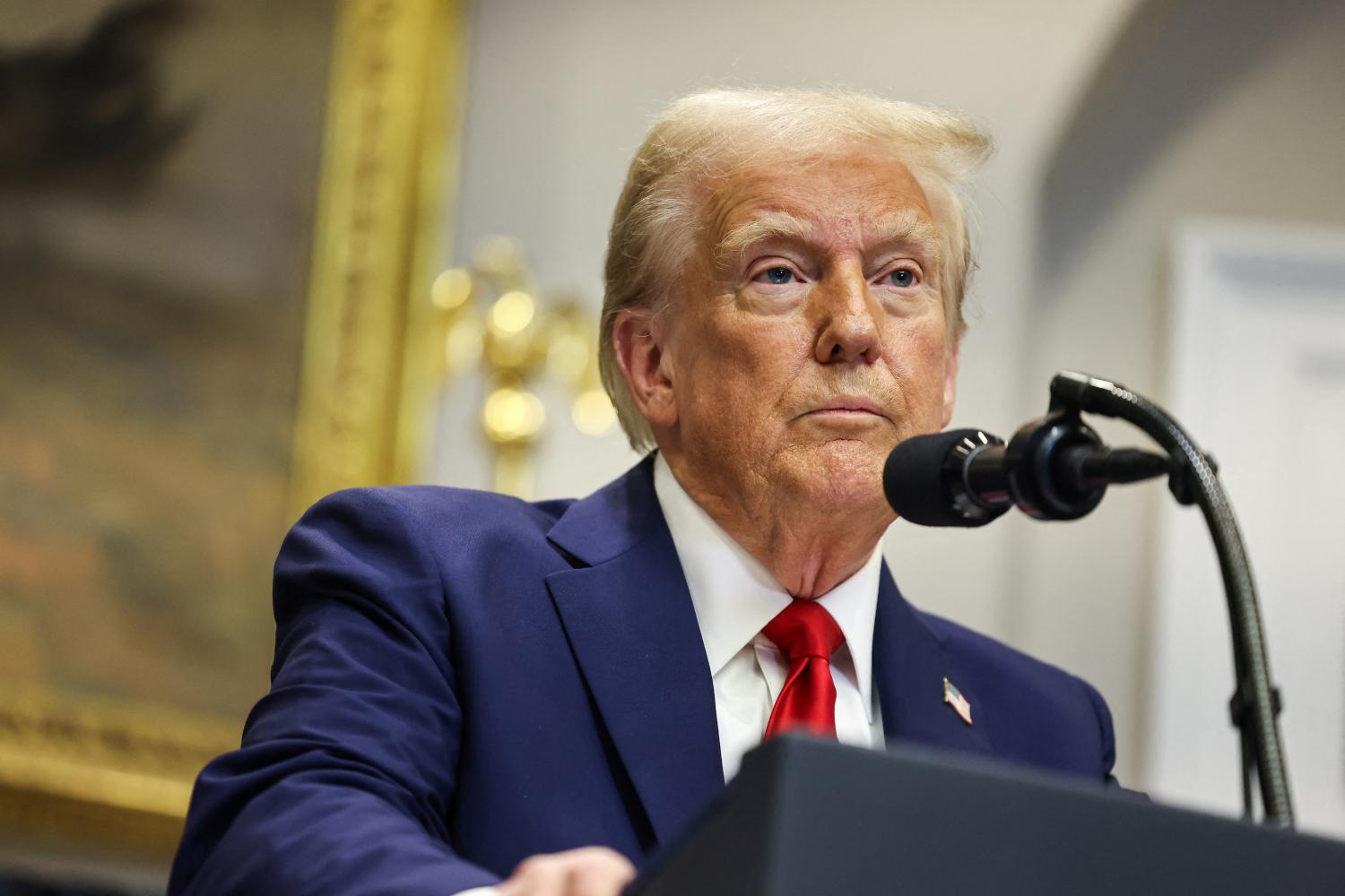 President Trump gives remarks on AI Infrastructure in the Roosevelt Room of the White House in Washington DC, on Tuesday, January 21, 2025.
