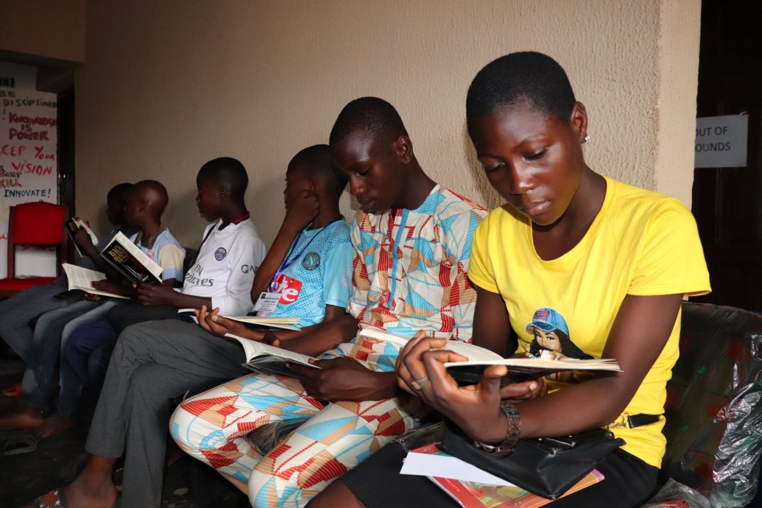 Children in Nigeria do their school work during the COVID-19 lockdown.