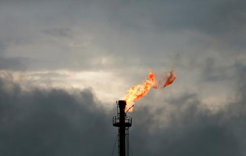 A vertical gas flaring furnace is seen in Ughelli, Delta State, Nigeria September 16, 2020. Picture taken September 16, 2020. REUTERS/Afolabi Sotunde