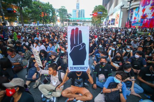 Democracy protesters in Thailand in 2020