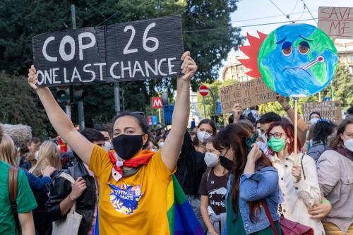 Young people marching ahead of the COP26 climate conference