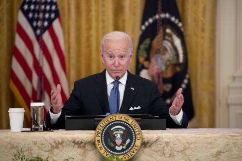 United States President Joe Biden participates in a meeting with the White House Competition Council in the East Room of the White House in Washington, DC, USA, 24 January 2022. The meeting was held to discuss efforts to lower prices for American consumers.Featuring: President Joe BidenWhere: Washington, District Of Columbia, United StatesWhen: 24 Jan 2022Credit: POOL via CNP/INSTARimages/Cover Images