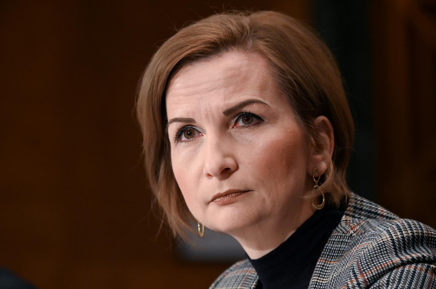 Jelena McWilliams, chairman of the Federal Deposit Insurance Corporation, testifies before a Senate Banking, Housing and Urban Affairs Committee hearing on "Oversight of Financial Regulators" on Capitol Hill in Washington, U.S., December 5, 2019.  REUTERS/Erin Scott