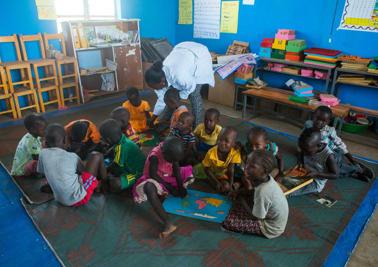 Nyangatom and toposa tribe children at school, Omo valley, Kangate, Ethiopia.NO USE FRANCE